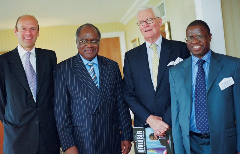 Rupert Goodman, Chairman and Founder of FIRST, HE Hifikepunye Pohamba, President of Namibia, Rt Hon Lord Hurd of Westwell CH CBE PC, Chairman of the FIRST Advisory Council and HE George Mbanga, High Commissioner of Namibia