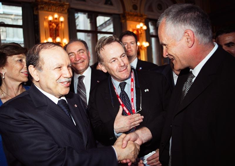 President Bouteflika of Algeria is introduced to Andrew Bulloch, General Manager of GlaxoSmithKline, Algeria
