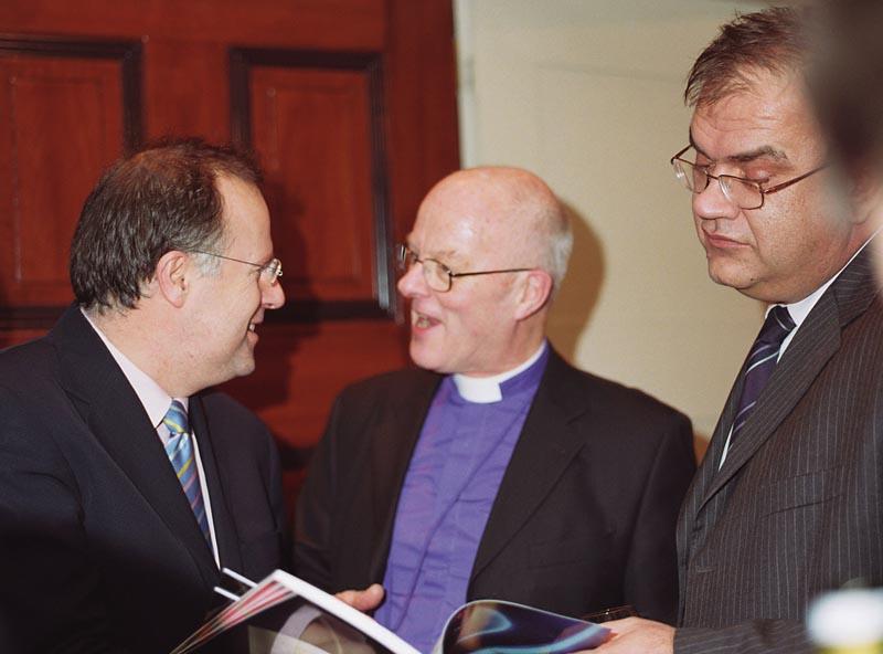 Eamonn Daly, COO of FIRST, Rt Rev John Gladwin, Bishiop of Chelmsford and Mladen Ivanic, Minister of Foreign Affairs