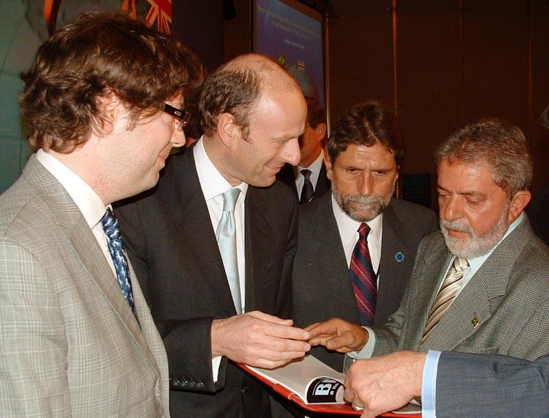 Alastair Harris, Executive Publisher and Editor of FIRST, Rupert Goodman of FIRST with HE Luiz Inácio Lula da Silva, President of the Federative Republic of Brazil