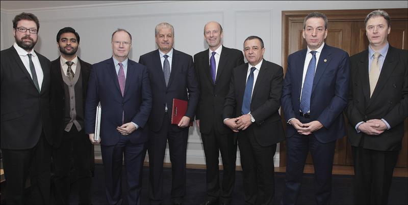 Alastair Harris, Executive Publisher and Editor, FIRST, Waqās Ahmed, Head of Special Projects, FIRST, Eamonn Daly, Chief Operating Officer, FIRST, HE Abdelmalek Sellal, Prime Minister of Algeria, Rupert Goodman DL, Chairman and Founder, FIRST, Abdeslam Bouchouarèb, Minister of Industry and Mines, Algeria, Amara Benyounès, Minister of Trade, Algeria, and Declan Hartnett, Regional Publisher, FIRST