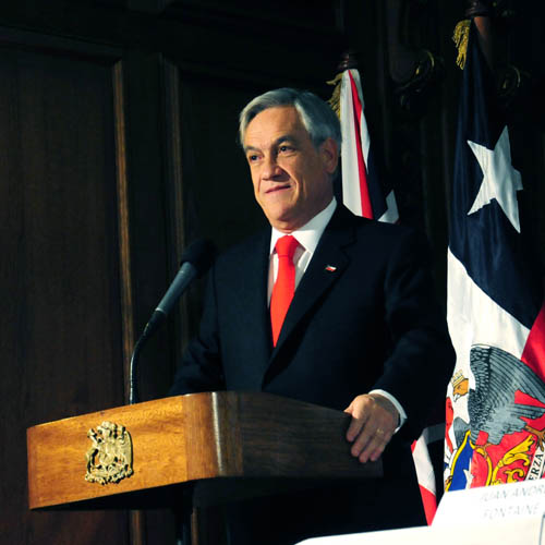 President Sebastián Piñera speaks at the Investment Conference during his official visit to the United Kingdom