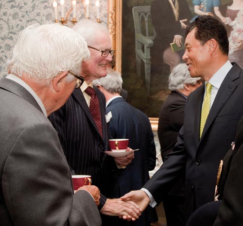 Rt Hon Lord Howe of Aberavon Kt CH QC PC, Rt Hon Lord Hurd of Westwell CH CBE PC and HE Liu Xiaoming, Ambassador of the People's Republic of China to the United Kingdom