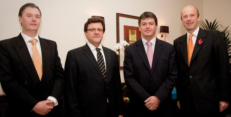 Declan Hartnett, Regional Publisher, FIRST, HE Zef Mazi, Ambassador of the Republic of Albania to the United Kingdom, HE Bamir Topi, President of the Republic of Albania and Rupert Goodman, Chairman and Founder of FIRST