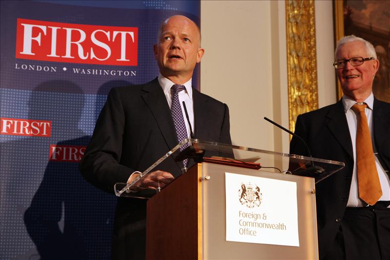 Secretary of State for Foreign and Commonwealth Affairs, Rt Hon William Hague MP with Rt Hon Lord Hurd of Westwell CH CBE, Chairman of FIRST Advisory Council 