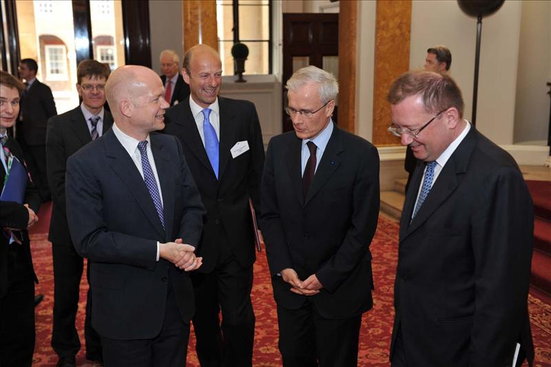 Secretary of State for Foreign and Commonwealth Affairs, Rt Hon William Hague MP with Rupert Goodman, Chairman and Founder of FIRST, HE Dr Bernard Emié, Ambassador of France and HE Vladimir Yakovenko, Ambassador of Russia