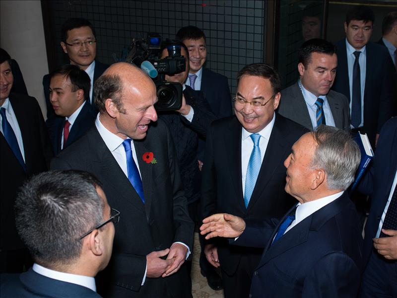 HE Erzhan Kazykhanov, Ambassador of Kazakhstan to the United Kingdom, Rupert Goodman DL, Chairman of BKS, Chairman and Founder of FIRST, and HE Nursultan Nazarbayev, President of the Republic of Kazakhstan