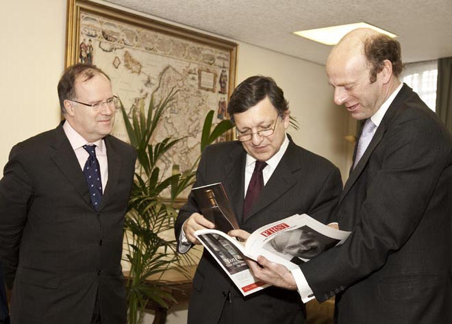 Eamonn Daly, Chief Operating Officer of FIRST, José Manuel Barroso and Rupert Goodman, Chairman and Founder of FIRST