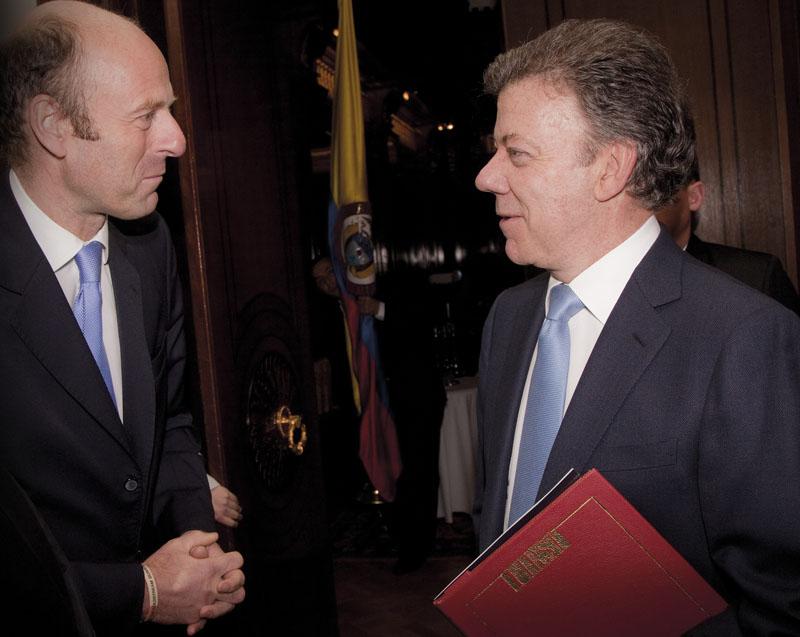 Rupert Goodman, Chairman and Founder of FIRST with HE Juan Manuel Santos, President of the Republic of Colombia