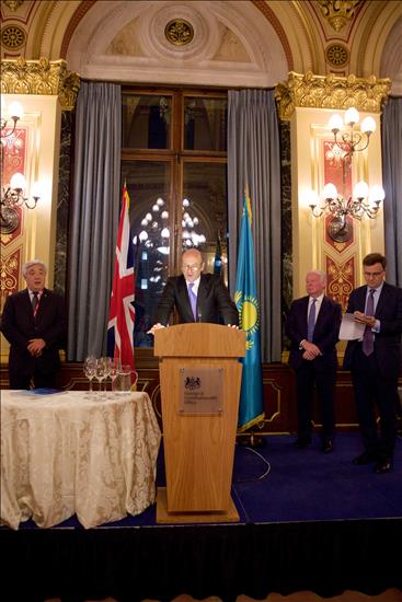 Rupert Goodman, Chairman of FIRST and the British-Kazakh Society, addresses the guests at the Foreign & Commonwealth Office