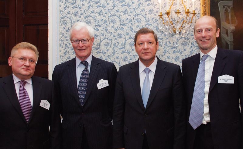 HE Aleksandr Mikhnevich, Ambassador of the Republic of Belarus, Rt Hon Lord Hurd of Westwell, HE Dr Sergei Sidorsky, Prime Minister of the Republic of Belarus and Rupert Goodman Chairmand and Founder of FIRST