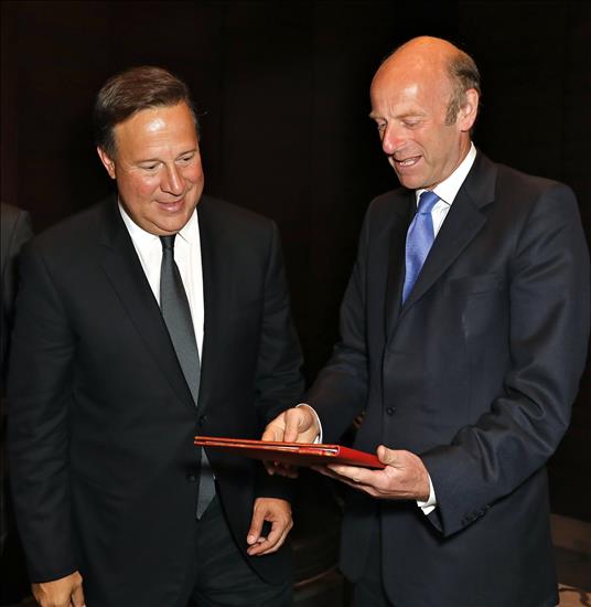 His Excellency Juan Carlos Varela, President of the Republic of Panama with with Rupert Goodman DL, Founder, FIRST