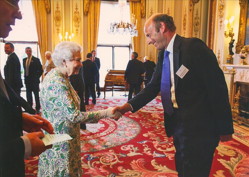 Rupert Goodman DL, Chairman and Founder of FIRST with HM Queen Elizabeth II at the Queen's Award Ceremony, Buckingham Palace
