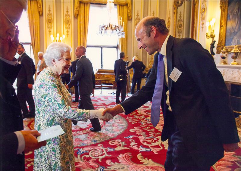 Rupert Goodman DL, Chairman and Founder of FIRST with HM Queen Elizabeth II at the Queen's Award Ceremony, Buckingham Palace