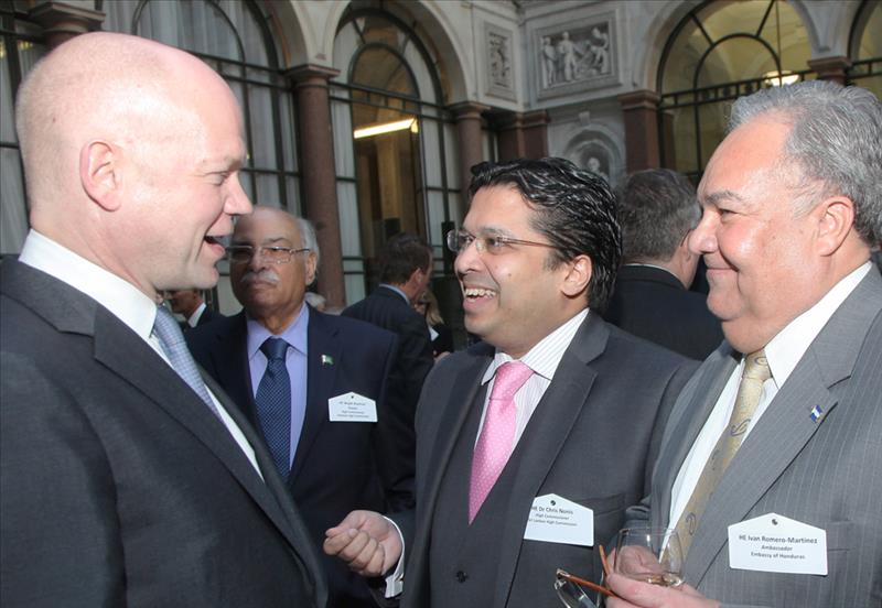 Rt Hon William Hague MP, Secretary of State for Foreign and Commonwealth Affairs, HE Chris Nonis, High Commissioner, Sri Lankan High Commission and HE Ivan Romero-Martinez, Ambassador, Embassy of Honduras