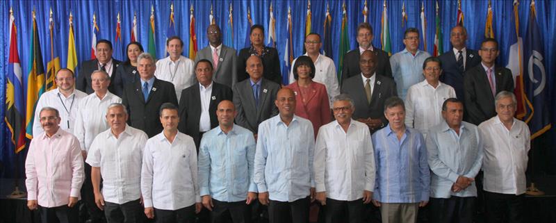 Family photo of the 5th Summit of the Association of Caribbean States. Heads of state and government present included: HE Danilo Medina, President of the Dominican Republic, HE Otto Pérez Molina, President of Guatemala, HE Enrique Peña Nieto, President of Mexico, HE Laurent Lamothe, Prime Minister of Haiti, HE Michel Joseph Martelly, President of Haiti, HE Alfonso Múnera, Secretary General of the ACS, HE Juan Manuel Santos, President of the Republic of Colombia, HE Porfirio Lobo Sosa, President of Honduras, HE Sebastián Piñera, President of Chile, Rt Hon Perry Christie, Prime Minister of the Commonwealth of The Bahamas, Hon Dean Barrow, Prime Minister of Belize and Hon Portia Simpson Miller, Prime Minister of Jamaica