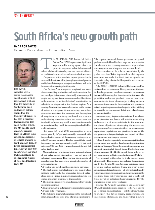 South Africa"s new growth path - FIRST Strategic Insight