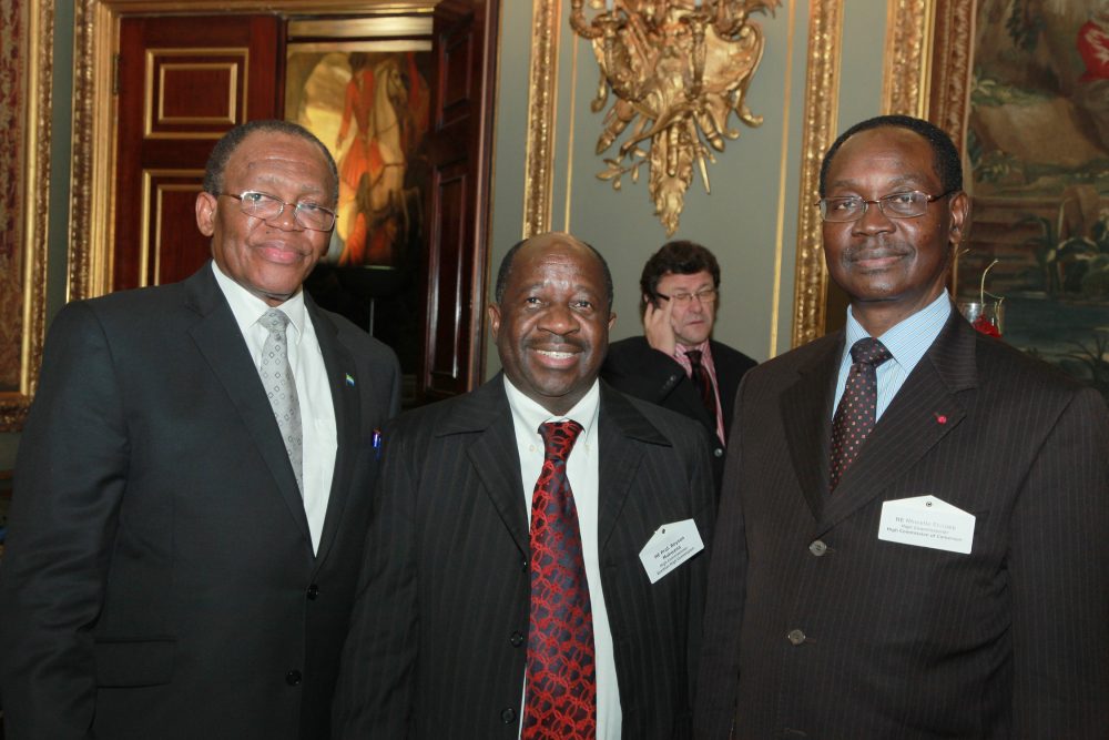 HE Edward Mohamed Turay, High Commissioner, Sierra Leone High Commission, HE Prof Royson Mukwena, High Commissioner for Zambia, and HE Nkwelle Ekaney, High Commissioner for Cameroon