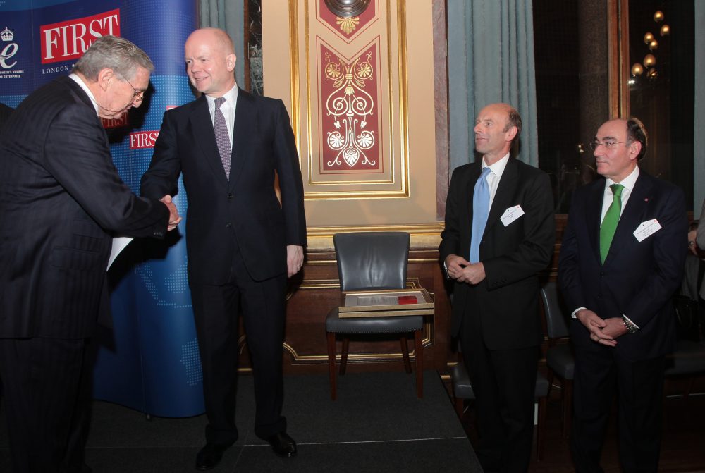 Rahmi M. Koç CBE, Honorary Chairman of Koç Holding A.Ş, Rt Hon William Hague MP, First Secretary of State and Leader of the House of Commons, Rupert Goodman DL, Founder and Chairman of FIRST, and José Ignacio Sánchez Galán CBE, Chairman and Chief Executive Officer of Iberdrola S.A