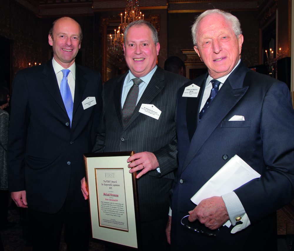 Rupert Goodman, Chairman and Founder of FIRST, Michaël Bremens, Chairman of Ecover International and winner of the FIRST Responsible Capitalism Award 2011 and Lord Woolf, Chairman, FIRST Award Judging Panel