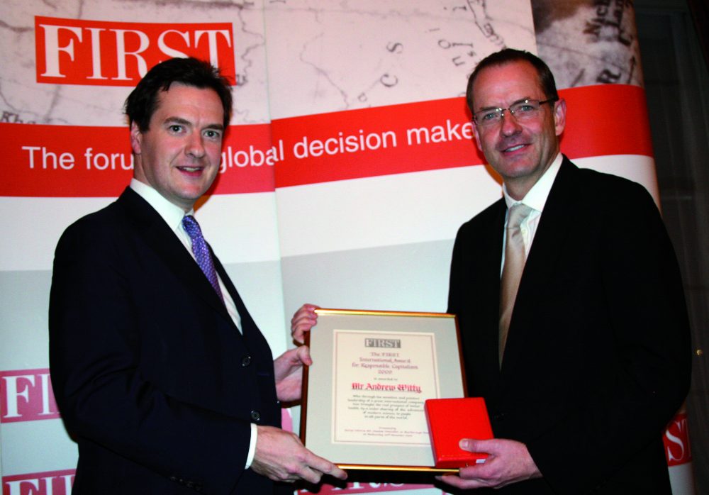George Osborne MP presents the Responsible Capitalism Award to Andrew Witty, CEO of GlaxoSmithKline