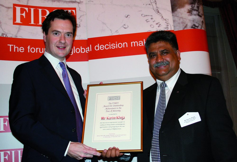 George Osborne MP presents the FIRST Outstanding Achievement Award to Karim Khoja, CEO of Roshan