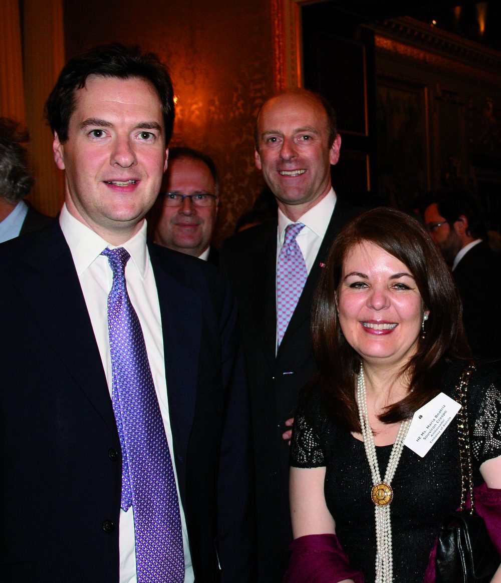 George Osborne MP, Rupert Goodman, HE Maria Beatriz Souviron Crespo, Ambassador of Bolivia to the UK