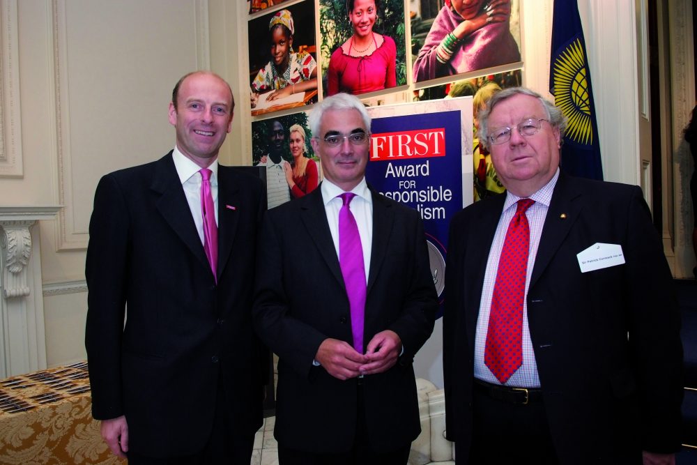 Rupert Goodman, Chairman of FIRST, Rt Hon Alistair Darling MP and Sir Patrick Cormack FSA MP