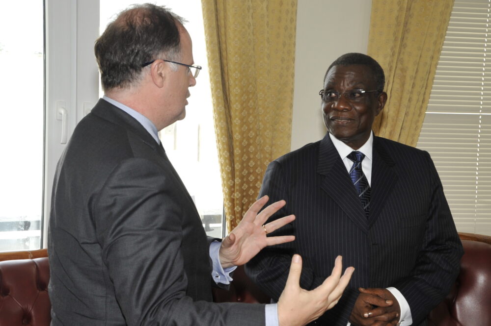 Eamonn Daly, Chief Operating Officer of FIRST and HE Professor John Evans Atta Mills, President of Ghana
