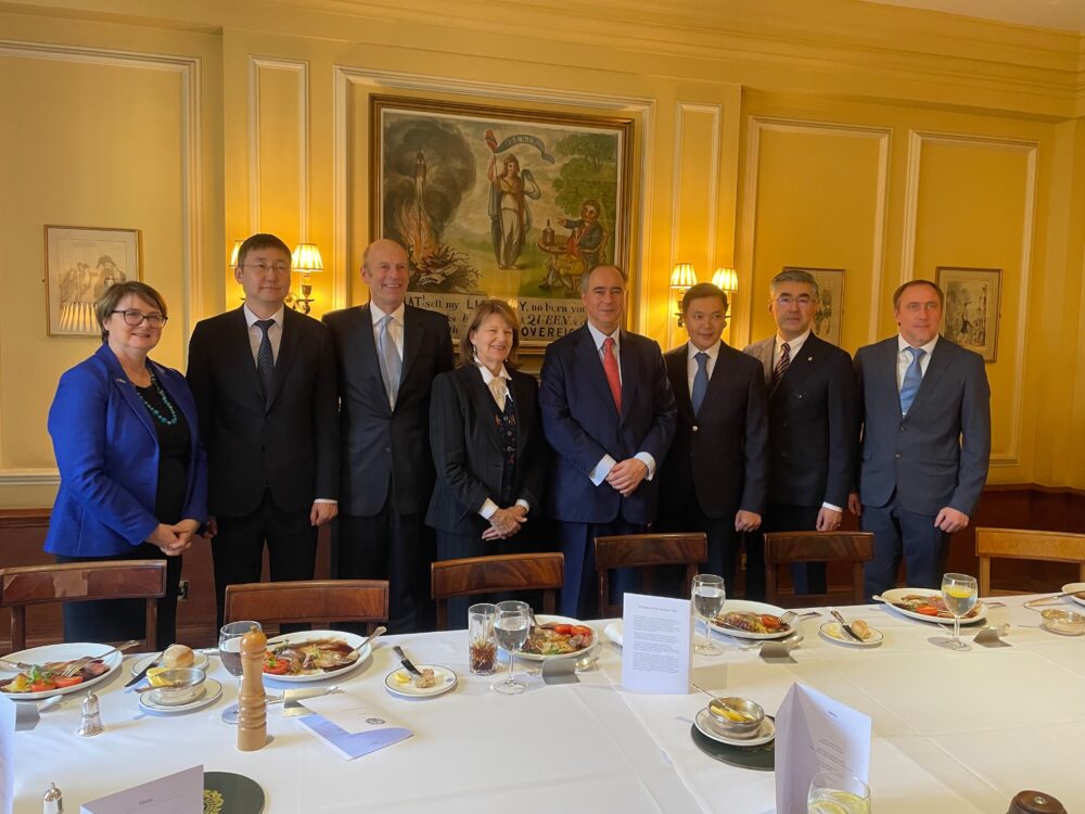H.E. Kathy Leach, Timur Sultangaziyev, First Vice Minister, Healthcare, Rupert Goodman, Baroness Nicholson of Winterbourne, Lord Johnson of Lainston CBE, Minister of State, Almas Aidarov, Deputy Minister of Foreign Affairs, H.E. Magzhan Ilyassov