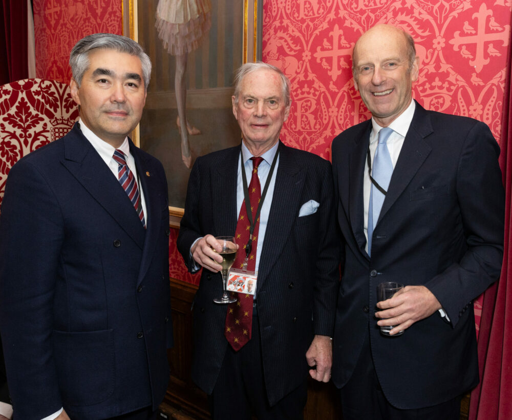 HE Magzhan Ilyassov, Ambassador of the Republic of Kazakhstan, Lord Astor of Hever, and Rupert Goodman, Chairman of the British-Kazakh Society