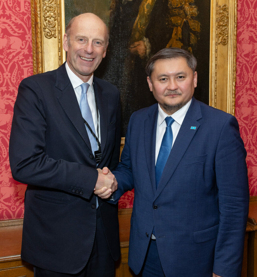 Rupert Goodman, Chairman of the British-Kazakh Society, and Sayasat Nurbek, Minister of Science and Higher Education of Kazakhstan