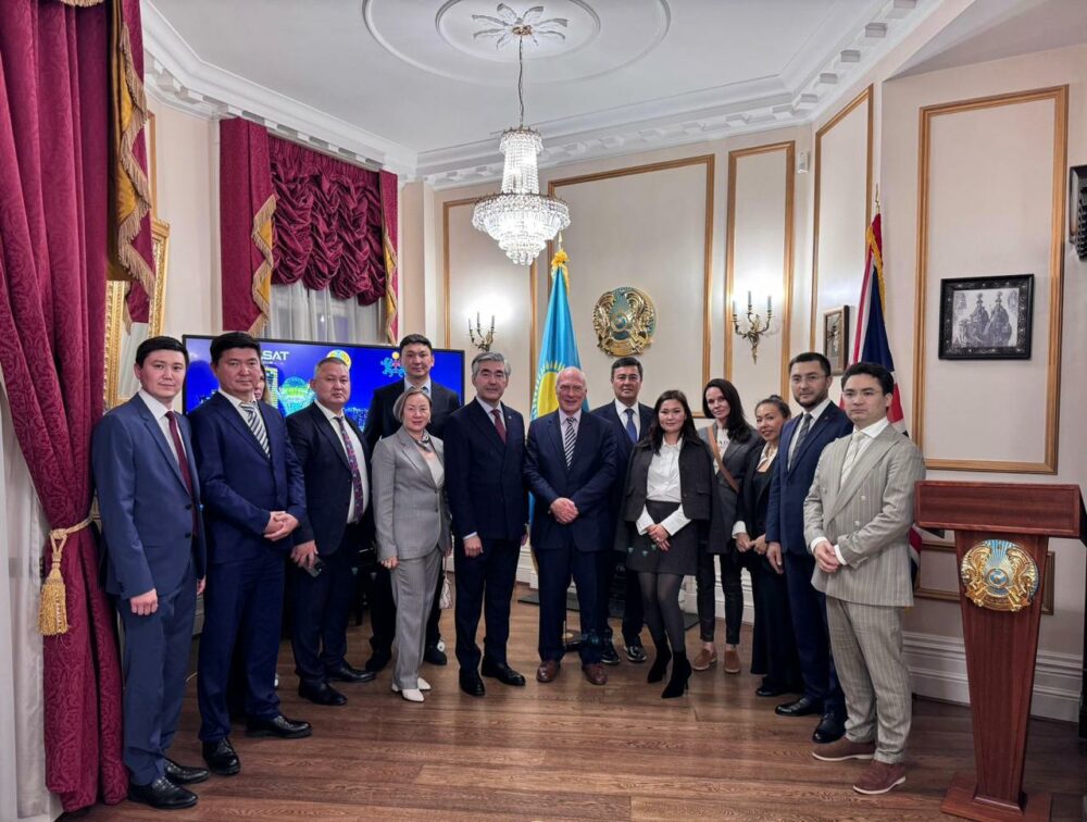 David Hardy, Mira Abdrakhmanova, Directors of BKS, HE Magzhan Ilyassov and the delegation at the Embassy of Kazakhstan