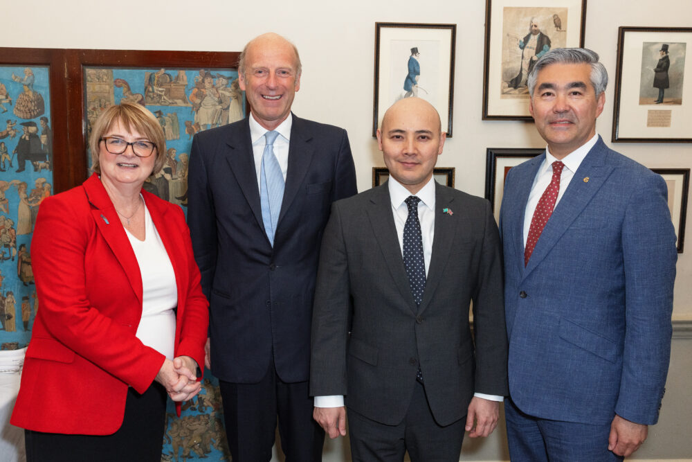 HMA, Kathy Leach, Ambassador of the UK to Kzakhstan, Rupert Goodman OBE, Chairman of FIRST, HE Alibek Kuantyrov, Deputy Prime Minister, and HE Magzhan Ilyassov, Ambassador of Kazakhstan to the UK