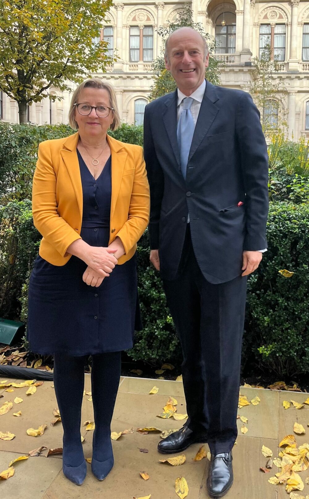 Her Excellency Sally Axworthy MBE, HM Ambassador to Kazakhstan,  and Rupert Goodman OBE DL