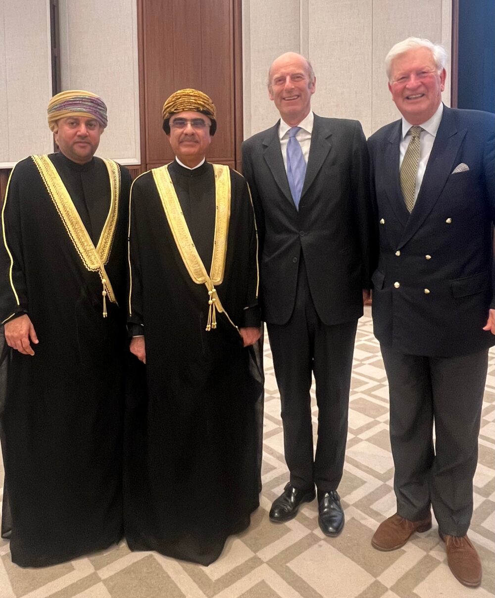 Mohamed Al Busaidi, His Excellency Badr Mohammed Badr Al Mantheri, Ambassador of the Sultanate of Oman to the Court of St James’s, Rupert Goodman OBE DL, and Sir Simon Mayall KBE CB 