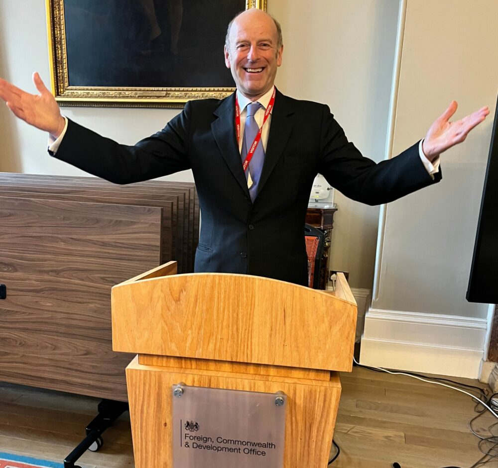 Rupert Goodman OBE DL speaking at FCDO