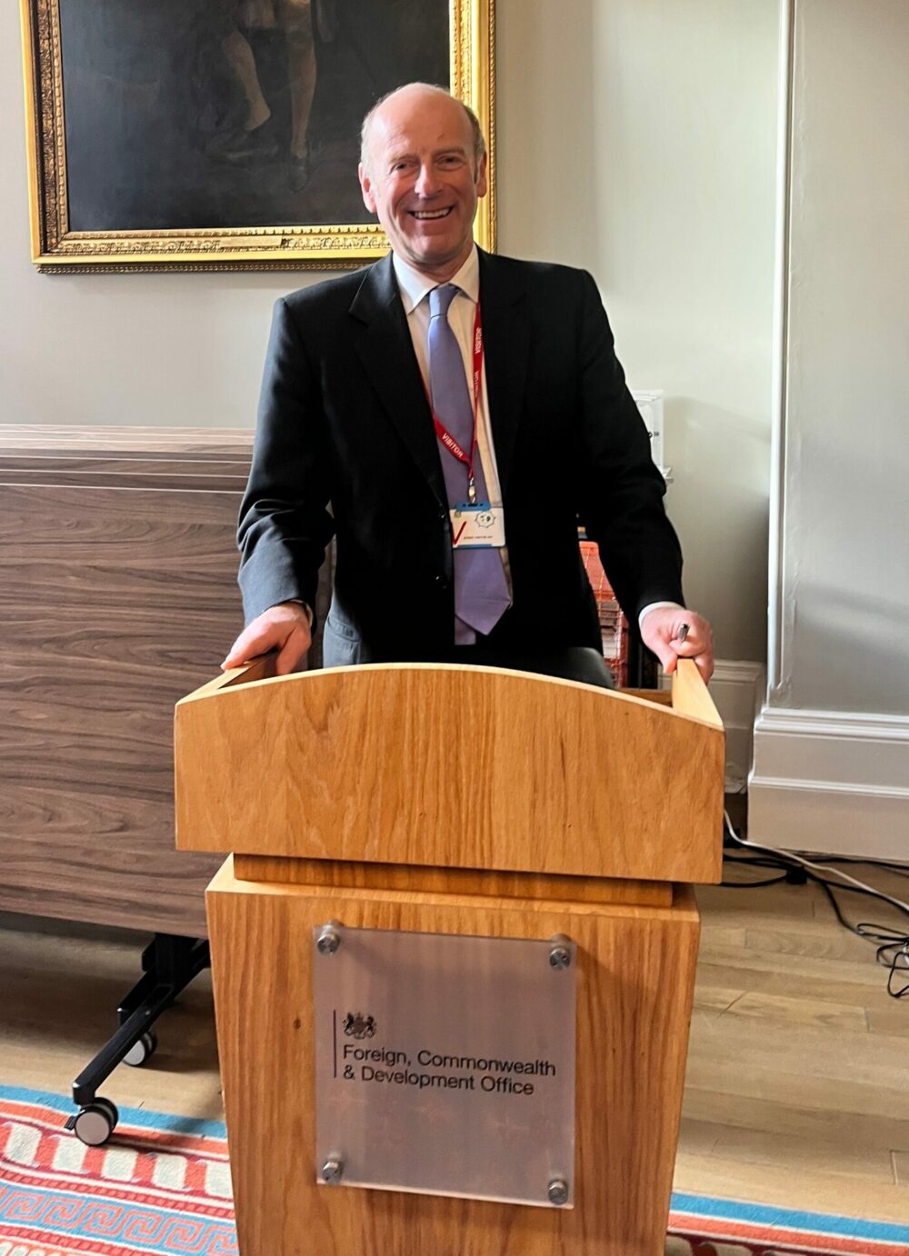 Rupert Goodman OBE DL speaking at FCDO
