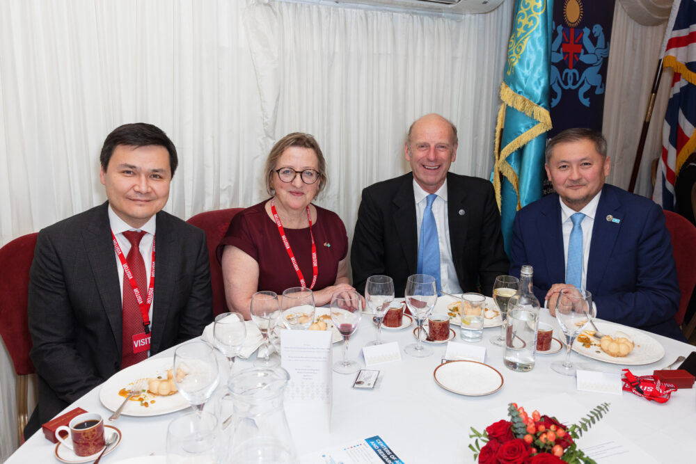 Ruslan Karabulov, Chargé d'Affairs, HE Sally Axworthy MBE, His Majesty's Ambassador to Kazakhstan, Rupert Goodman OBE DL, and HE Sayasat Nurbek, Minister of Science and Education