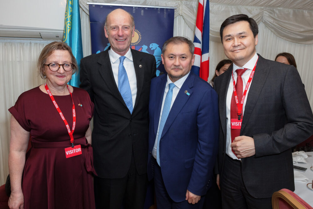 HE Sally Axworthy MBE, His Majesty's Ambassador to Kazakhstan, Rupert Goodman OBE DL, HE Sayasat Nurbek, Minister of Science and Education, and Ruslan Karabulov, Chargé d'Affairs