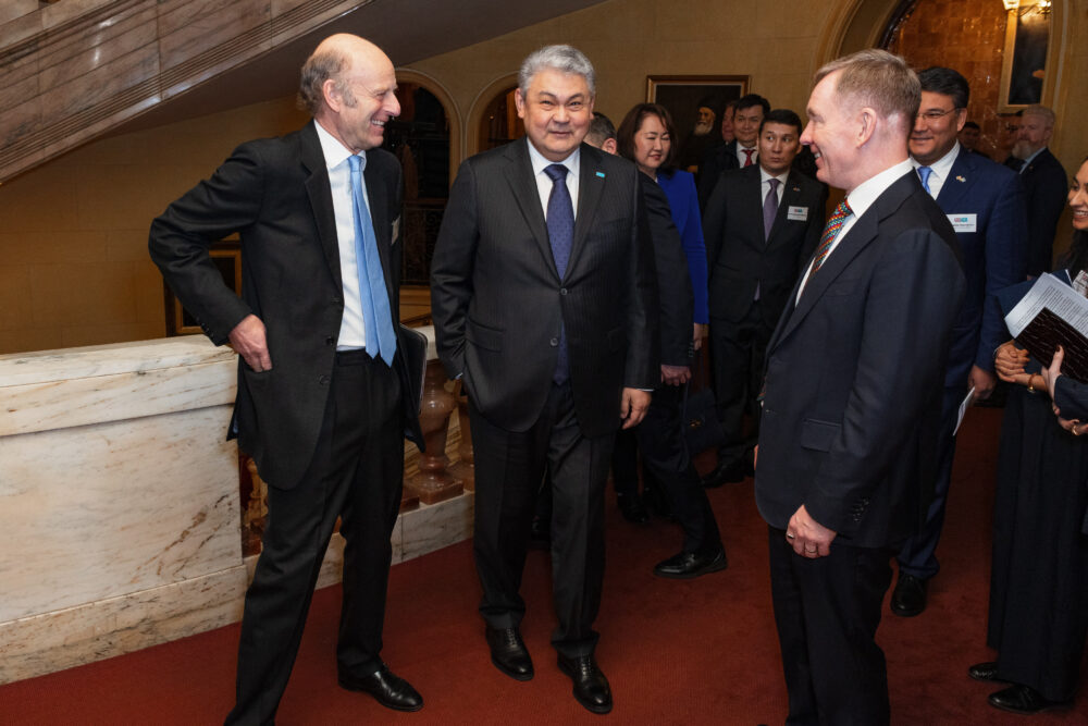 Rupert Goodman OBE DL, BKS Chairman; HE Yermek Kosherbayev, Minister of Foreign Affairs of RoK, and Rt Hon. Sir Chris Bryant MP, Minister of State Rupert Goodman OBE DL, BKS Chairman; HE Yermek Kosherbayev, Minister of Foreign Affairs of RoK, and Rt Hon. Sir Chris Bryant MP, Minister of State